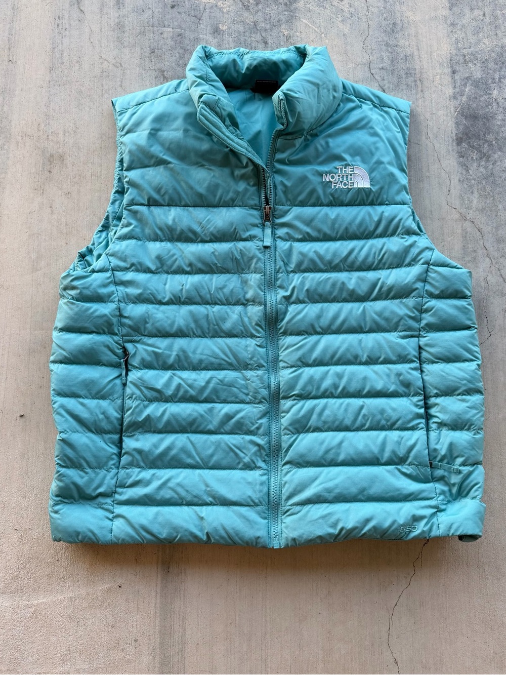 The North Face Aqua Blue Quilted Sleeveless Puffer Vest